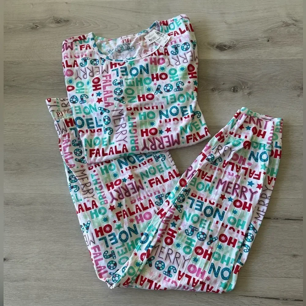 Children’s Place Mommy And Me Christmas Words Cotton Pajamas White XL NWT